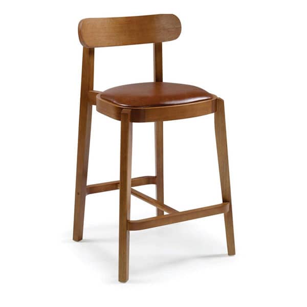 Banqueta Hirue Assento Anatômico Encosto Ergonômico de Madeira