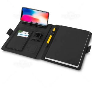 Caderno executivo com powerbank personalizado