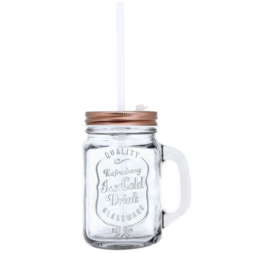 Caneca de vidro com tampa