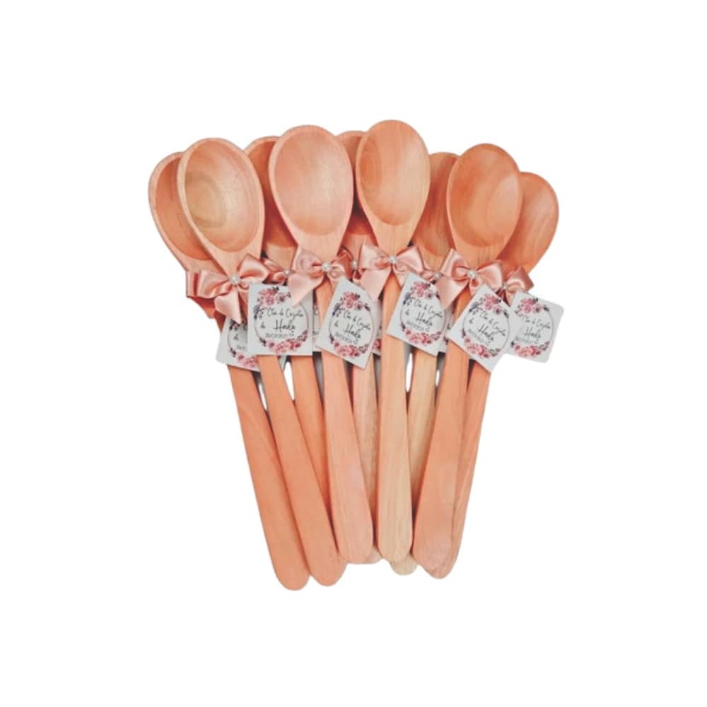Colher De Pau Lembrancinha Rose Gold Chá De Panela