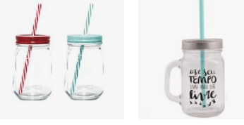 Copo de Vidro com Canudo Personalizado