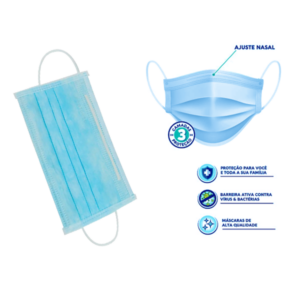 Máscara tnt azul com anvisa personalizada