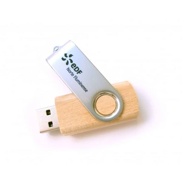 Pen Drive Bambu Giratório Personalizado